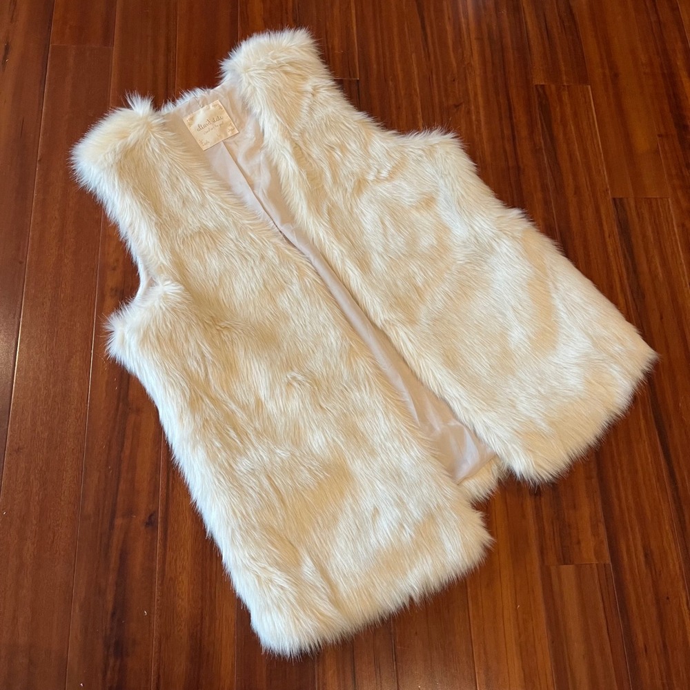 Altard State Fur Vest Cream Faux Vegan Open Front Cozy Soft Layering Size Large
